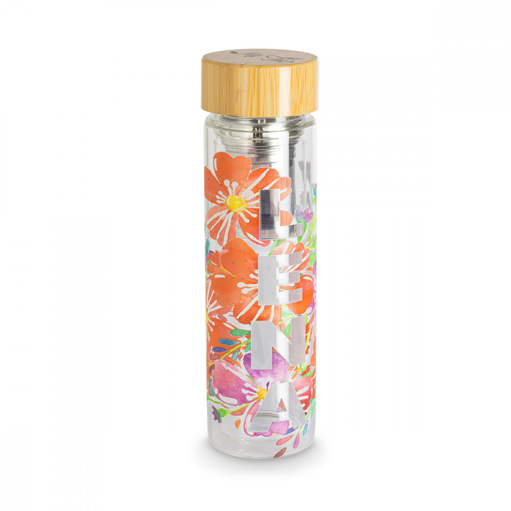 Sublimations - Glasflasche mit Teesieb & Bambusdeckel 420ml